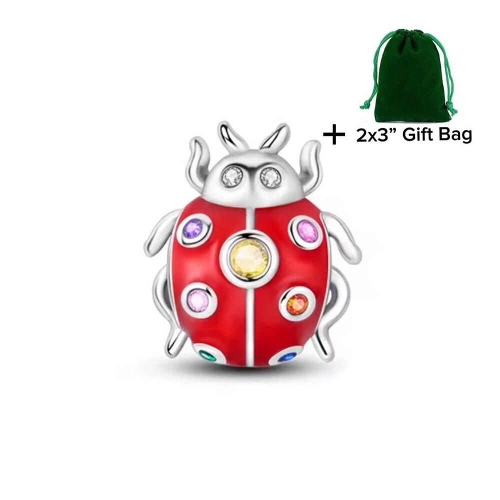 Red Lady Bug Charm Bead | 925 Silver | Brand New